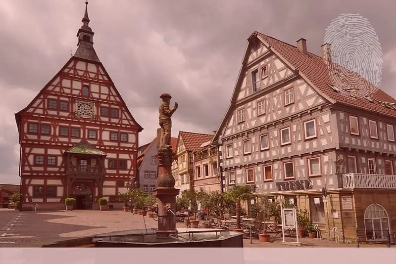 Rathaus Besigheim. Fingerabdruck der Detektei Kubon.