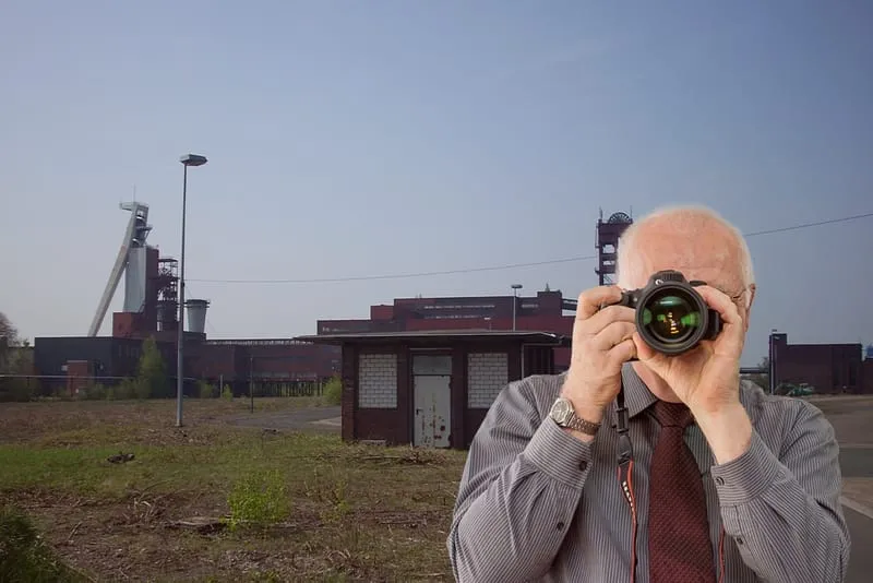 Detektei Kubon ermittelt in Herten, Detektiv der Detektei fotografiert, Zeche Schlägel und Eisen in Herten