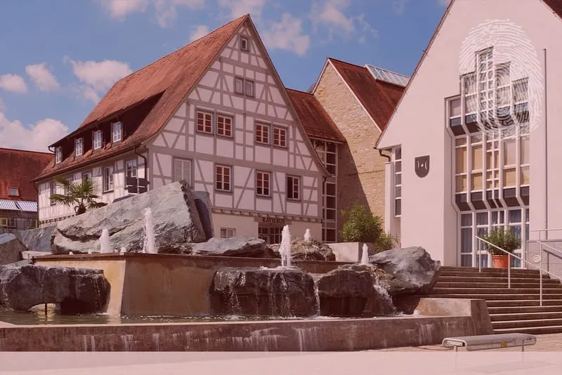 Rathaus Schwieberdingen. Fingerabdruck der Detektei Kubon.