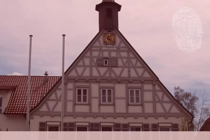 Rathaus Uhingen. Fingerabdruck der Detektei Kubon.