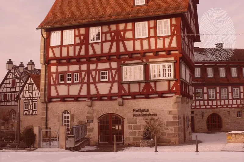 Vellberg Amtshaus. Fingerabdruck der Detektei Kubon.