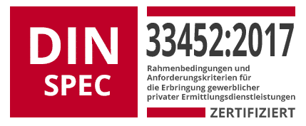 Detektei Zertifizierung DIN SPEC 33452 Logo