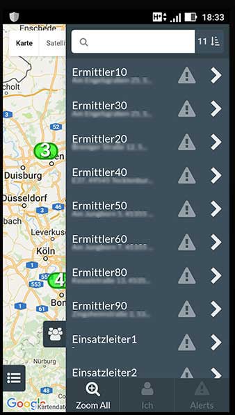 Gps Server Bildschirm , Karte mit Fahrzeugen