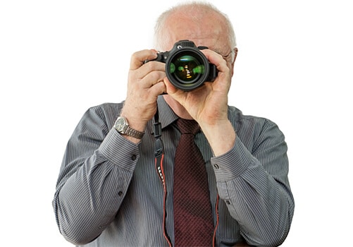 Detektiv mit Kamera Canon 7 D Mark II