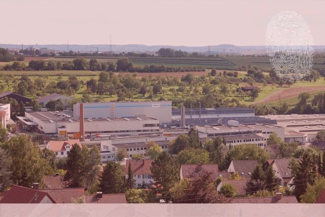 Werksgelände von Magna Näher in Markgröningen. Fingerabdruck der Detektei Kubon.