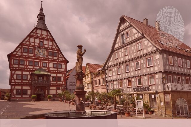 Rathaus Besigheim. Fingerabdruck der Detektei Kubon.