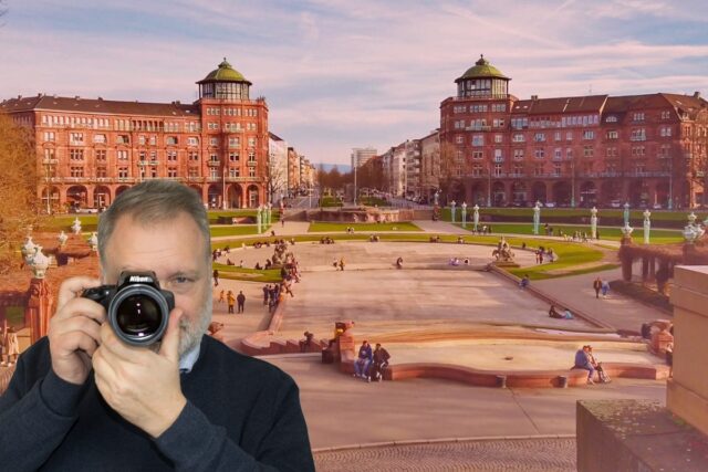 Blick vom Wasserturm in Richtung Augustaanlage in Mannheim. Detektiv der Detektei fotografiert in Mannheim.