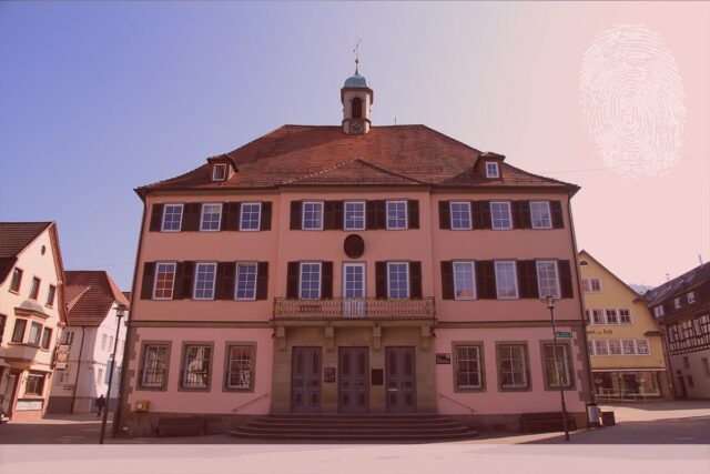 Rathaus Murrhardt. Fingerabdruck der Detektei Kubon.