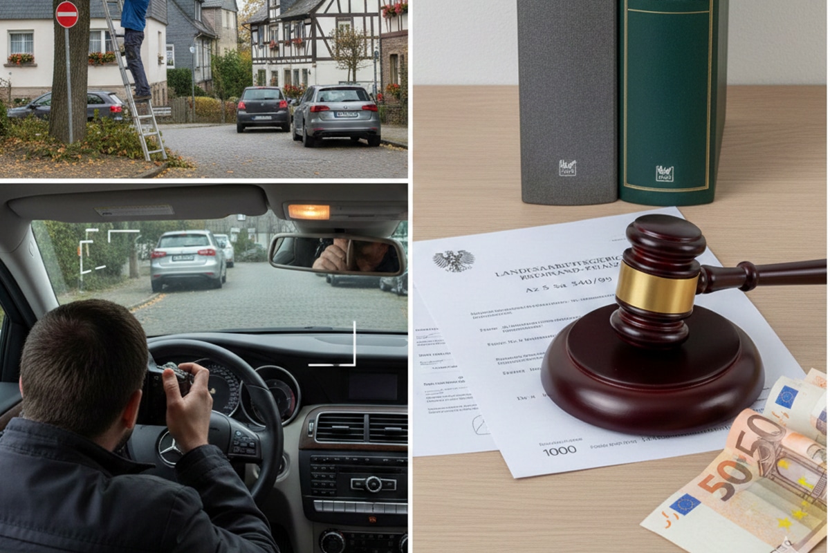Detektiv installiert Blitzer, Fahrer wird geblitzt, Richterhammer auf Dokumente mit Euros - Verkehrssünden & Ermittlungen Detektei.